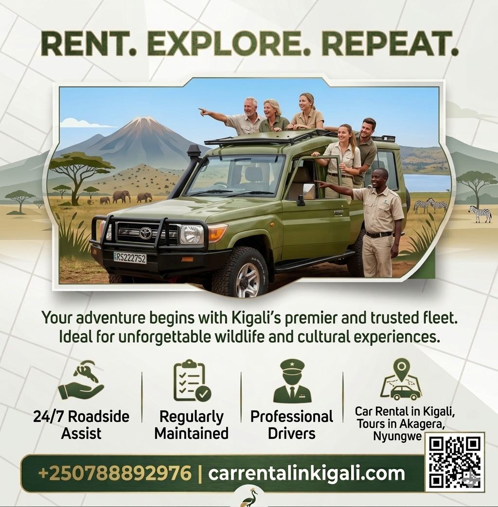 Car hire Volcanoes National Park gorilla trekking Rwanda